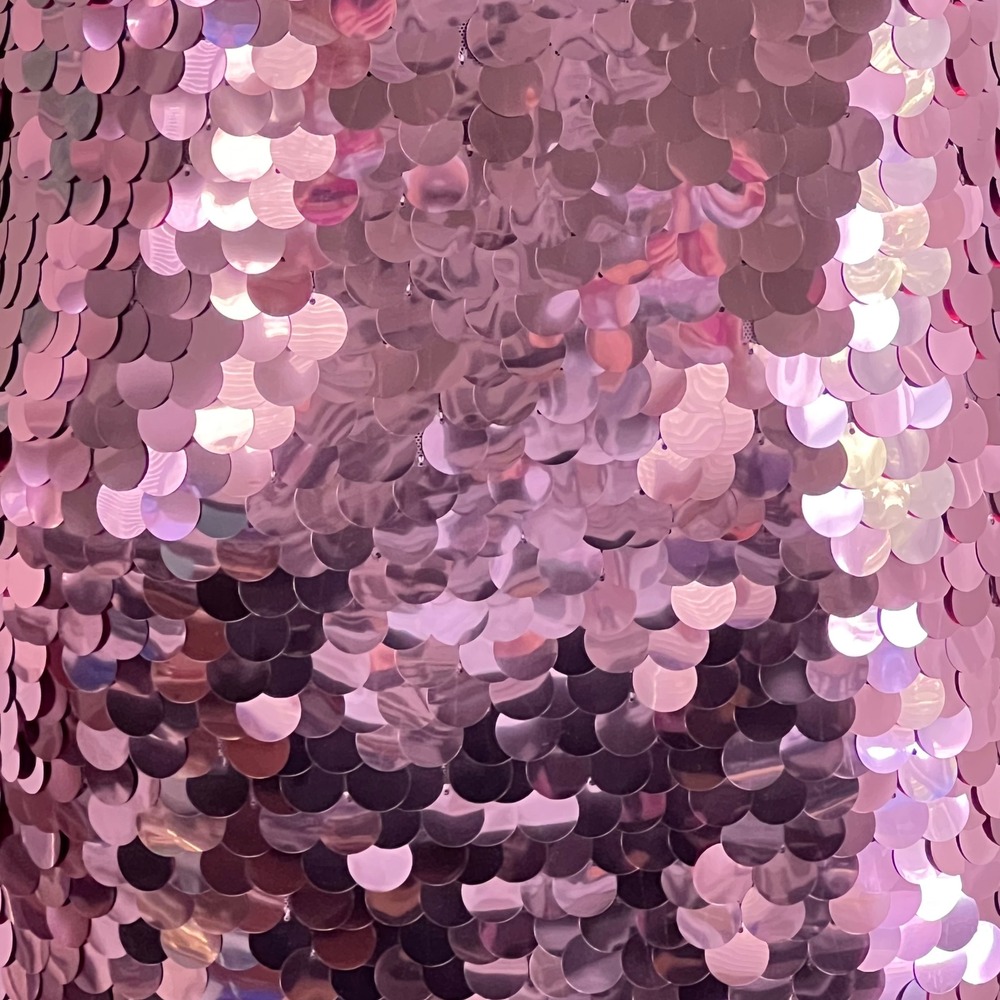 Sequin Mini Dress Womens M Large Disc Paillette Pink Disco Party Glam - Picture 4 of 9
